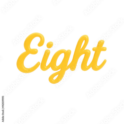 3D render of Number 8, Spelled out, Transparent Background, Isolated