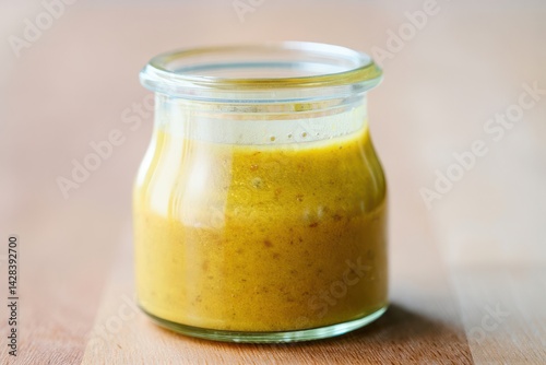Obraz na płótnie Homemade honey mustard dressing in a glass jar w salonie