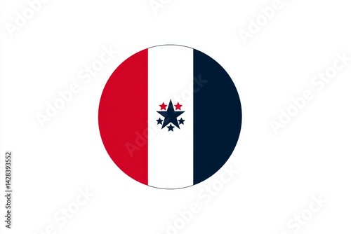 Free Download Simple circle split into red white and blue thirds with a small star in the center - GFXLoad
