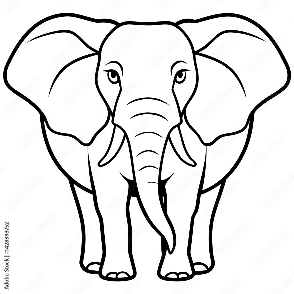 Fototapeta premium Elephant line art vector illustration and white background
