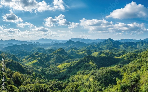 Majestic Green Landscape with Rolling Hills and Clear Blue Sky Captured in Daylight, Perfect for Nature and Travel Enthusiasts Seeking Serenity