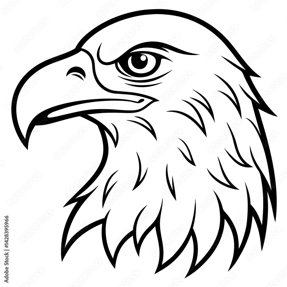 Fototapeta premium Eagle head line art vector illustration and white background