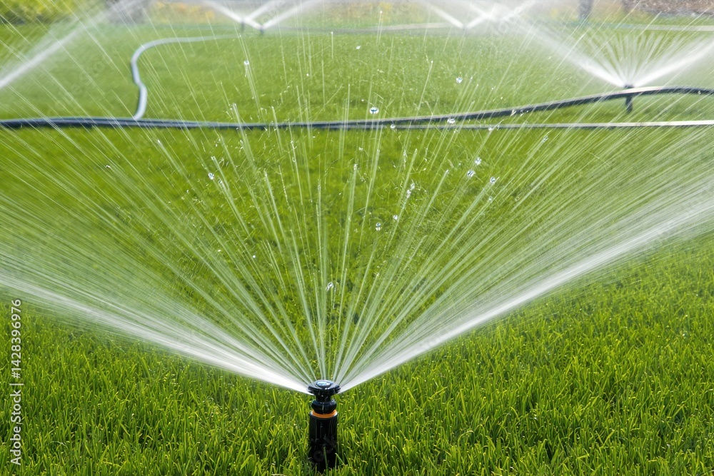Gardening - Automatic watering system for new fresh lawn