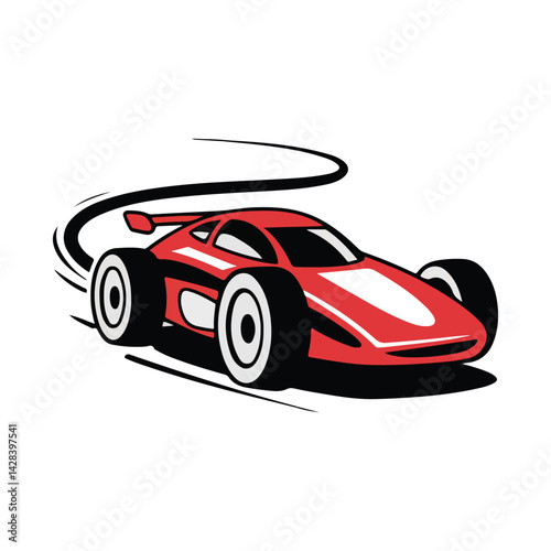 Toy red car vector illustration.