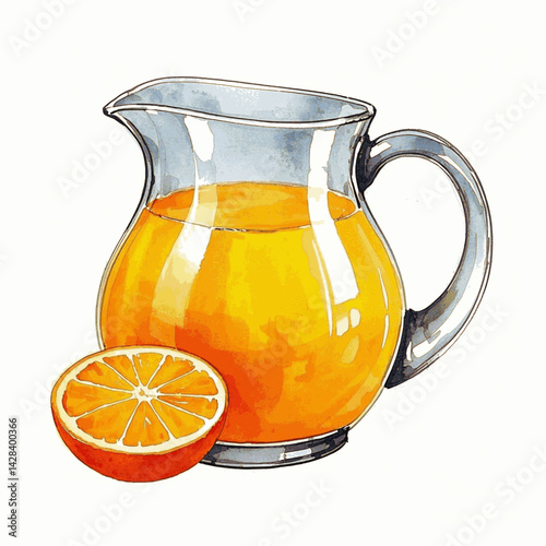 Juice wash orange juice jug isolated watercolor vector illustration svg  