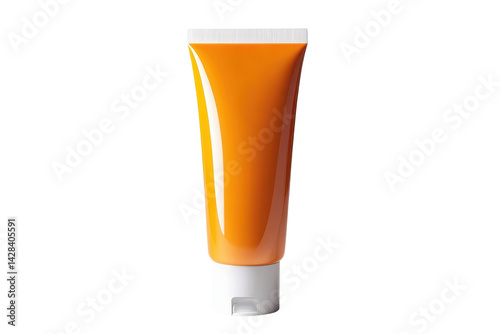 High quality sunscreen tube in orange color with white cap suitable for digital ads and product mockups