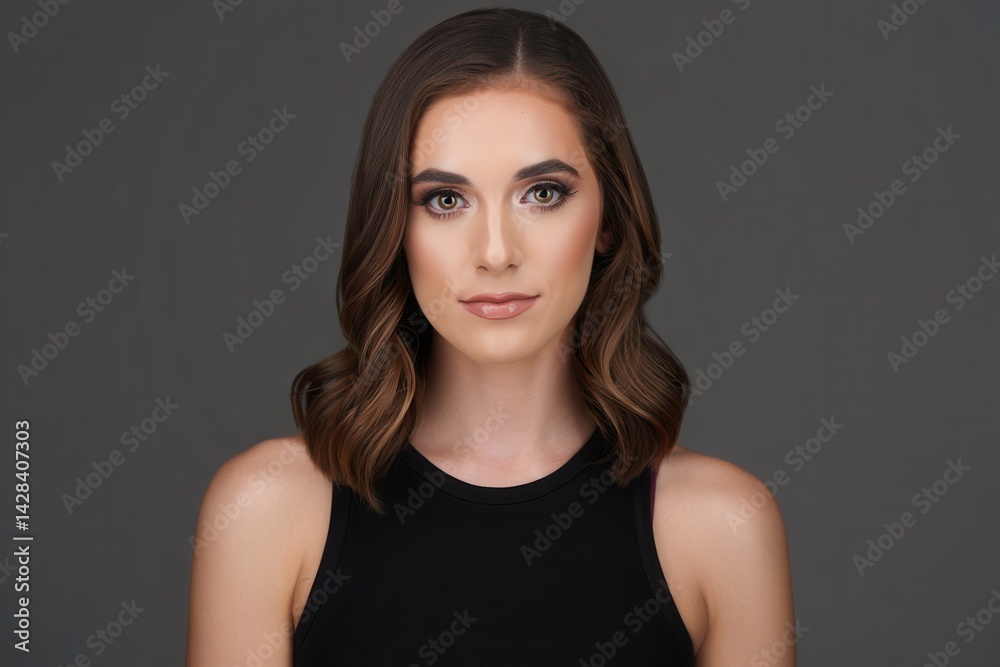 Studio shot of young beautiful woman wearing hat on dark background