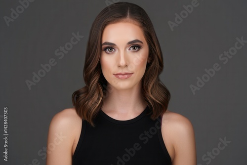 Obraz na płótnie Studio shot of young beautiful woman wearing hat on dark background w salonie