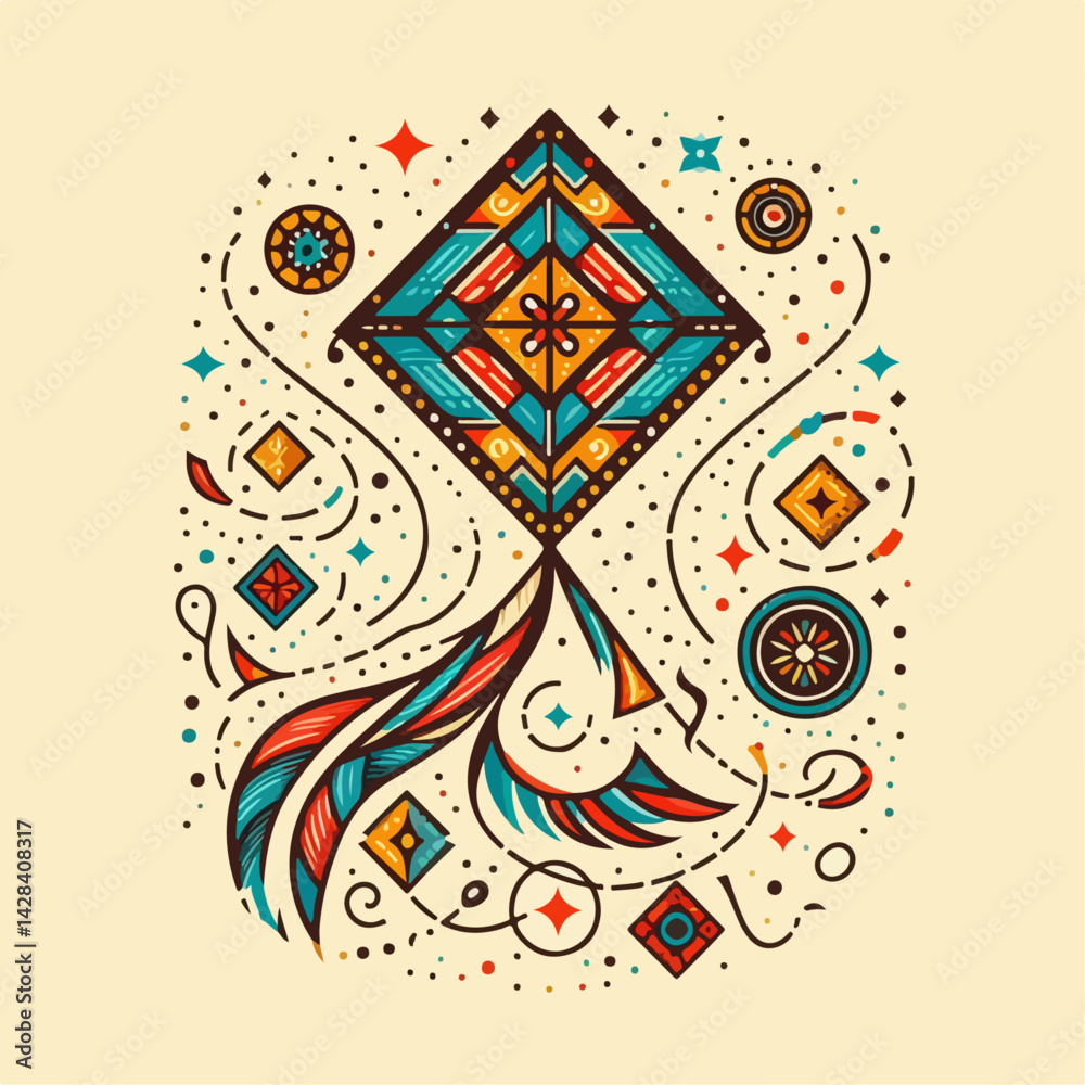 Fototapeta premium vector illustration of kite with pattern