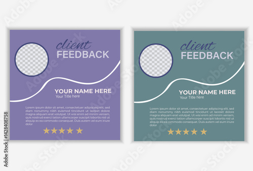Modern clean clients testimonial or client feedback review design with organic shape