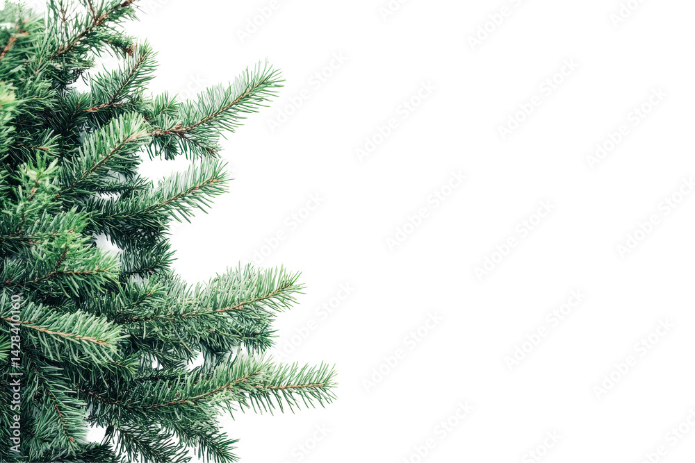 A single pine branch with green needles captures the fresh essence of nature and evergreen life