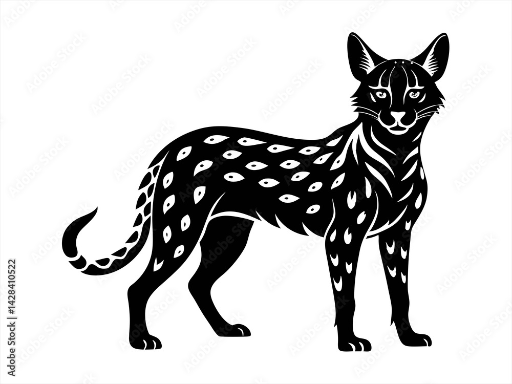 Obraz premium serval sihouette black vector