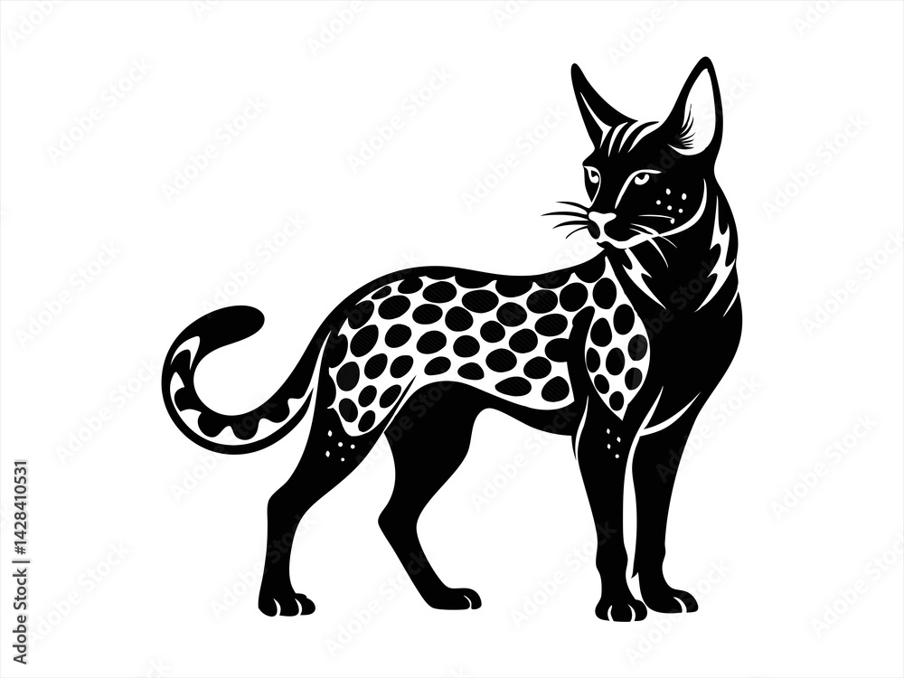 Obraz premium serval sihouette black vector