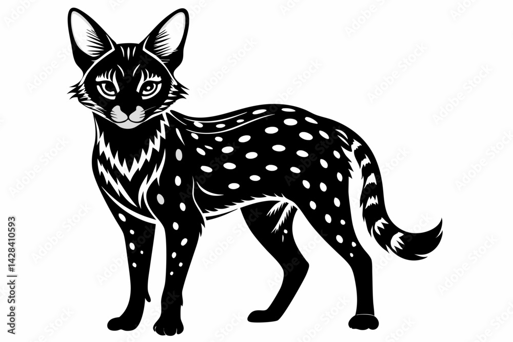 Obraz premium serval sihouette black vector
