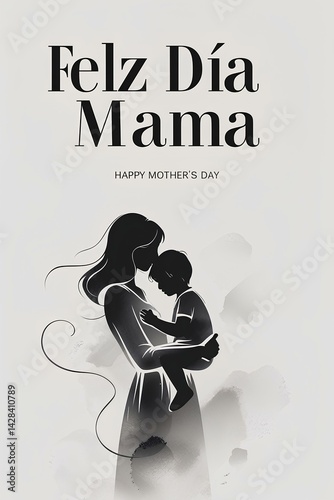 Mother and Child Silhouette Happy Mothers Day