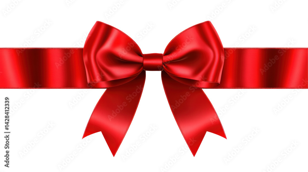 Elegant Red Satin Bow Decoration with Transparent Background for Gifts and Celebrations Elegant Red Satin Bow Decoration with Transparent Background for Gifts and Celebrations