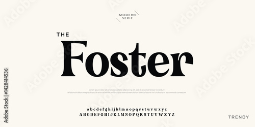 Foster Modern Serif | Elegant alphabet letters logo font and number Classic Lettering Minimal Fashion Typography decoration fonts for branding wedding logo vector illustration