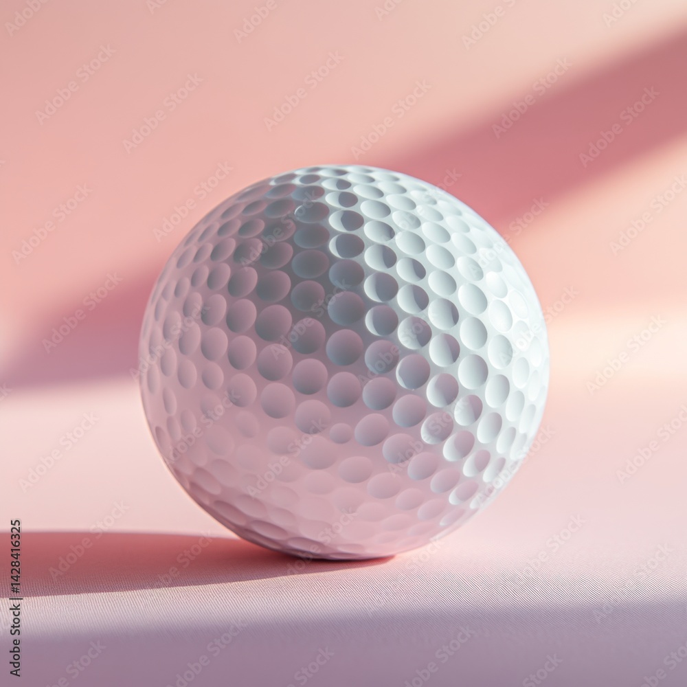 A simple white golf ball rests on a soft pastel background. The smooth texture and dimples catch light beautifully. Perfect for sports and leisure themes. Ideal for marketing or design. AI