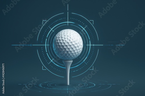 Obraz na płótnie Golf Ball on Tee with Modern Digital Targeting Display Background w salonie