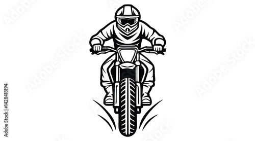 "Motocross Rider Silhouette Jumping Dirt Bike Vector Art"