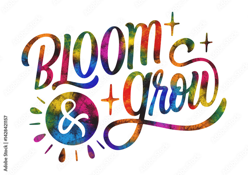 Lettering bloom sticker Bloom and grow