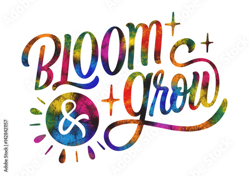 Lettering bloom sticker Bloom and grow