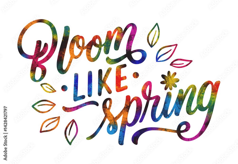 Lettering bloom sticker Bloom like spring