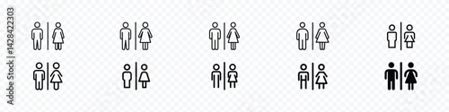 Restroom Icon – Boys and Girls Toilet Sign and Symbol in Black Silhouette, Black restroom icon, Restroom, toilet signs, Toilet icon logo design.