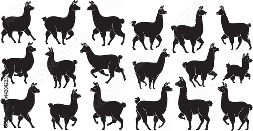 Llama Silhouette Icons Collection
