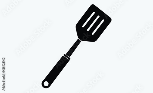 Spatula silhouette, spatula silhouette vector illustration, flat spatula illustration, vector cooking utensil  