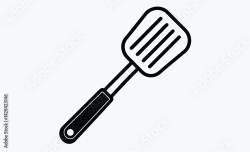 Spatula silhouette, spatula silhouette vector illustration, flat spatula illustration, vector cooking utensil  