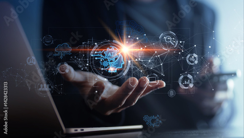 Wallpaper Mural Digital transformation technology strategy, IoT, internet of things. transformation of ideas and the adoption of technology in business in the digital age, enhancing global business capabilities. Ai. Torontodigital.ca