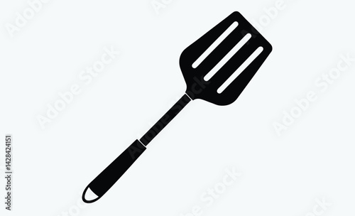 Spatula silhouette, spatula silhouette vector illustration, flat spatula illustration, vector cooking utensil  
