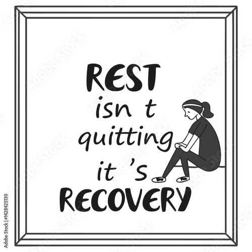 Supportive words reframe rest as recovery fostering emotional strength inner calm mental wellness in a clear minimalist layout