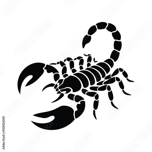 Black Scorpion Silhouette Vector Illustration on White Background
