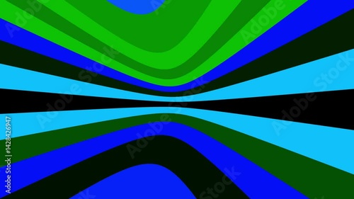 A symmetrical digital artwork featuring overlapping blue, green, and cyan ellipses, creating a vibrant, dynamic, and hypnotic illusion of depth and motion.