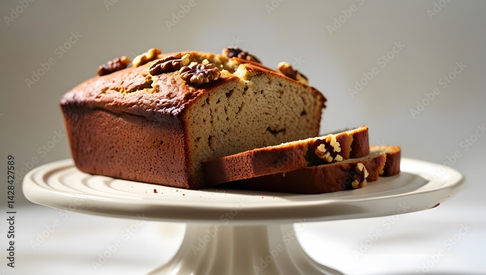 Freshly Baked Nutty Cake with Slices and Whole Nuts Decoration Freshly Baked Nutty Cake with Slices and Whole Nuts Decoration
