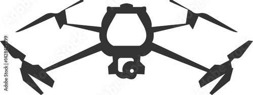 Quadcopter, copter, drone, fpv, reconnaissance quadcopter, combat drone icon in black color.