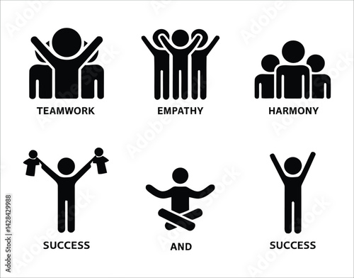 Flat Vector Silhouettes Expressing Human Connection Themes
