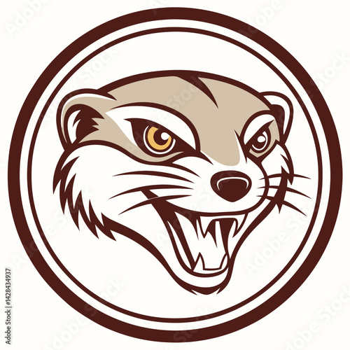 Angry Weasel Head in a Circle