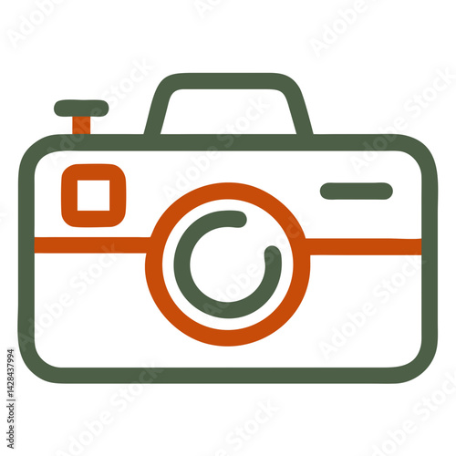 Camera icon illustration in modern style with green and orange colors  