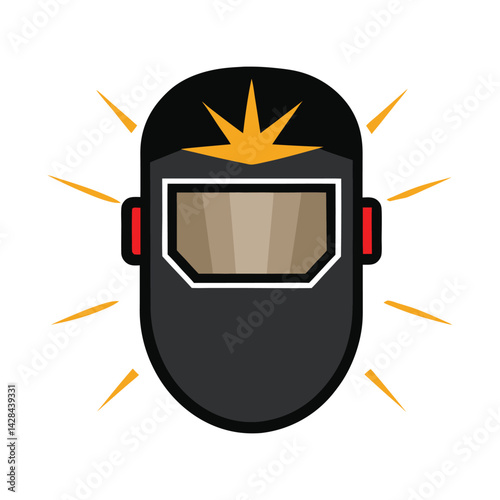 Welders mask and sparks on white background vector illustration