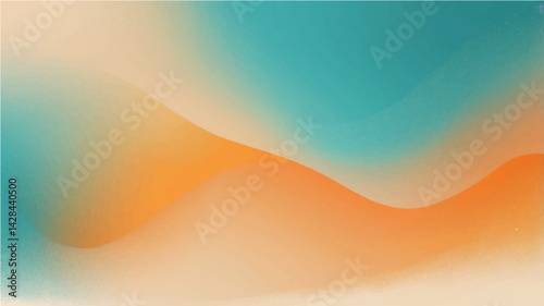 Orange teal beige yellow noisy color gradient background, grainy texture effect, poster banner header backdrop design