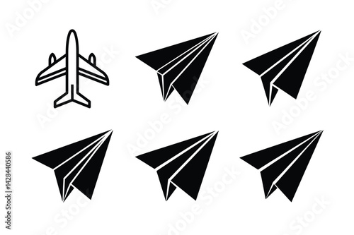 Flying Plane Silhouette Vector Illustration