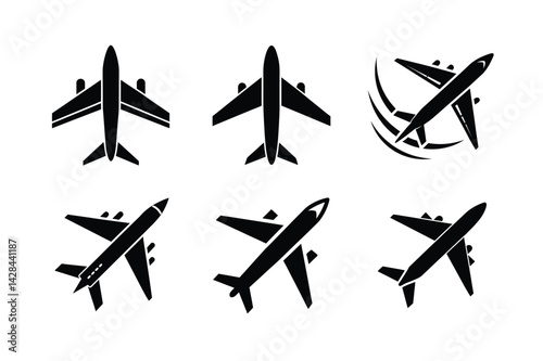 Upward Flight Plane Silhouette Vector Illustration