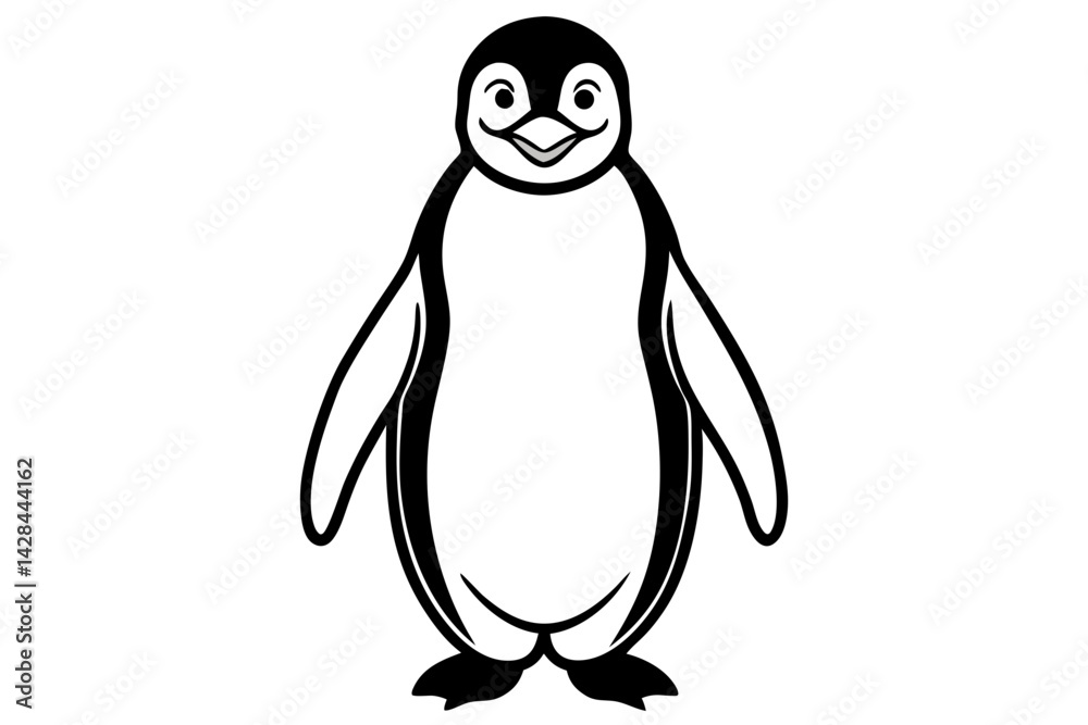 Fototapeta premium Penguin line art vector illustration and white background