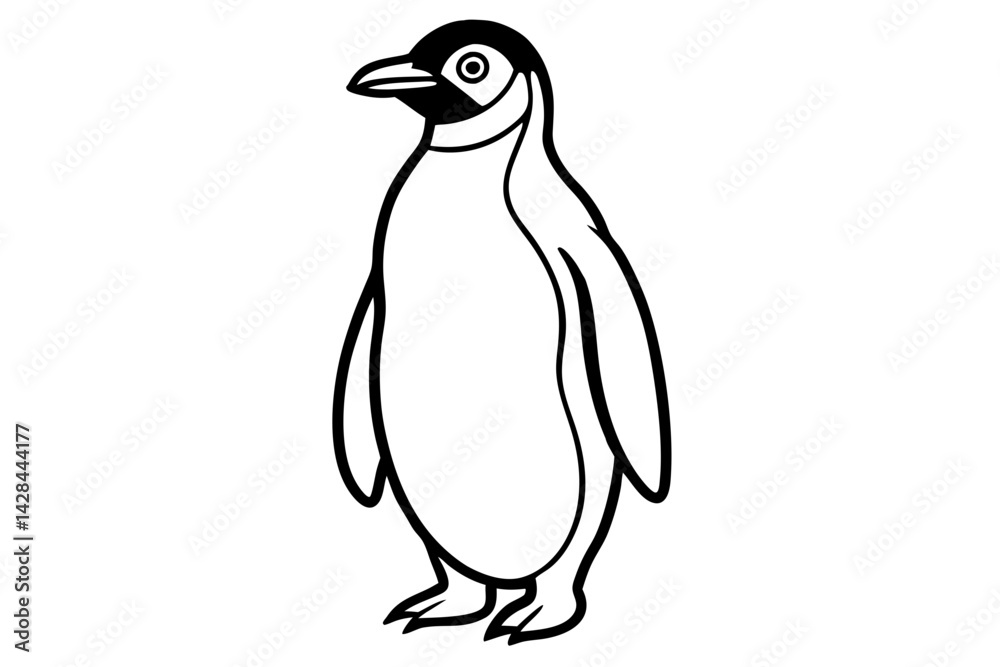 Obraz premium Penguin line art vector illustration and white background