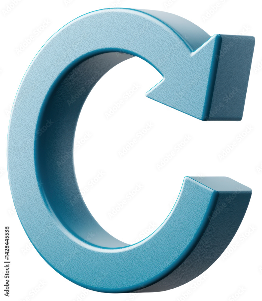PNG Blue 3D arrow in a circular loop shape PNG Blue 3D arrow in a circular loop shape