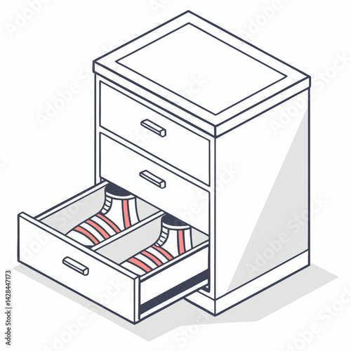 "Premium Sock Drawer Icon AI Graphic Design on White Background 