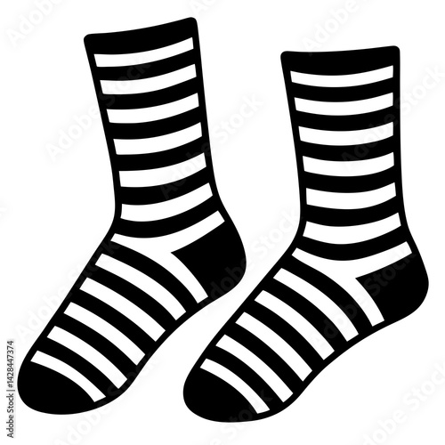 "Striped Socks Vector Design - High-Quality AI Graphic on White Background"
